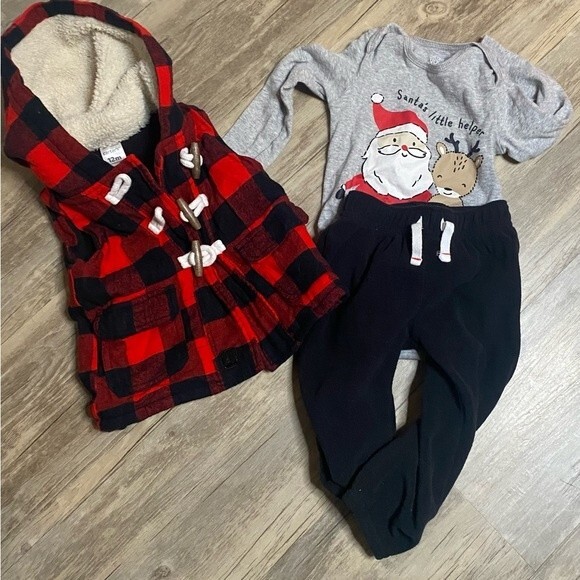 Carter’s Christmas Baby 3-piece set: Vest, bodysuit, pants Size 12 months 12m - Picture 3 of 4
